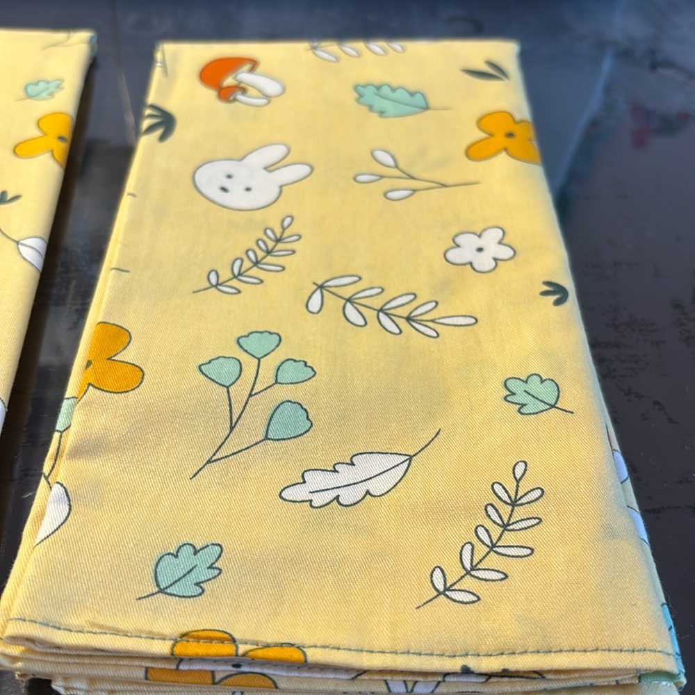 Easter bunny floral tea towel
